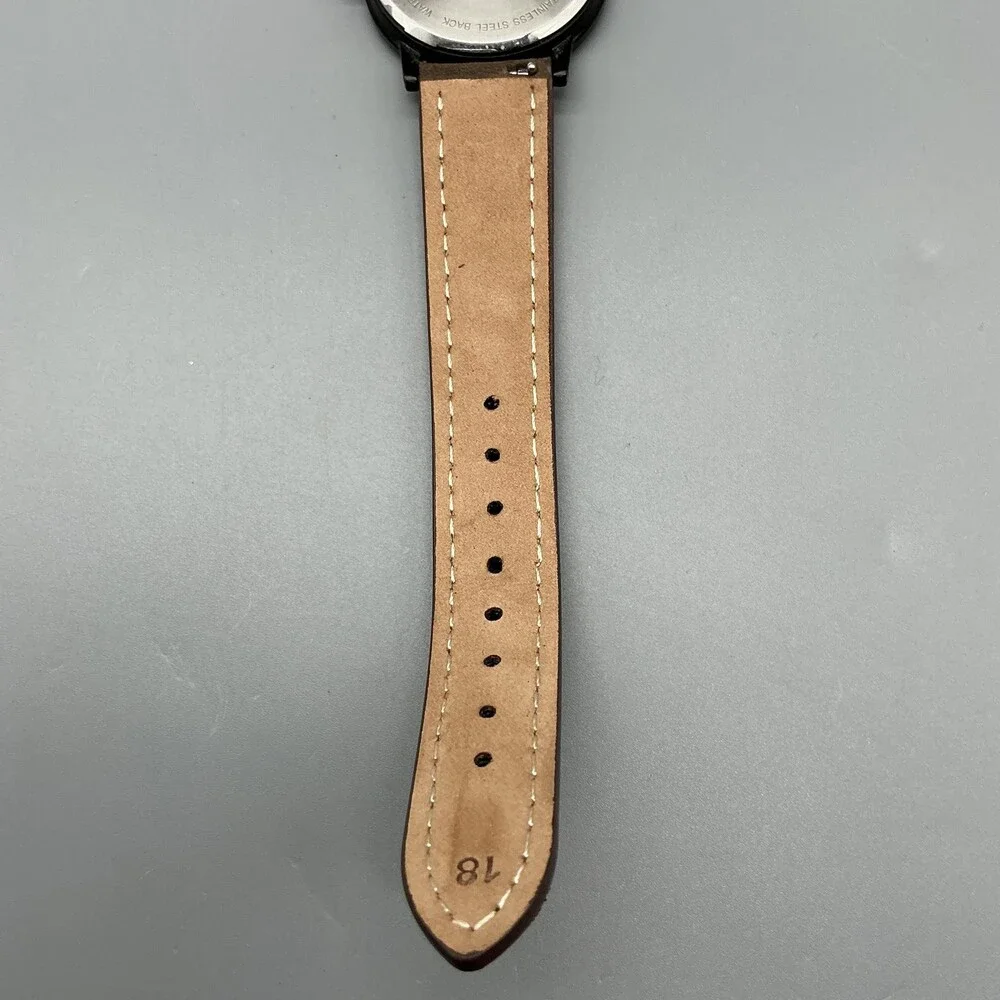 Bulova Frank Lloyd Mens Watch 35mm Black Case Leather Strap New Battery
